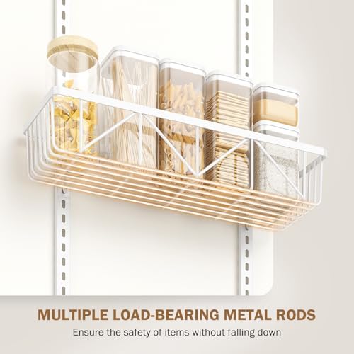 Delamu White Narrow 6-Tier Over the Door Pantry Organizer, Adjustable Metal Hanging Spice Rack, Cabinet Door Organizer for Kitchen, Bathroom, Laundry Room, 12.5 - Image 5