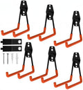Garage Hooks, 6 Pack Medium Square Wall Hooks for Hanging Heavy Duty Ladders, Bikes, Tools Ideal for Garage, Garden, Basement Utility Room Storage (Orange) by CRXCRC