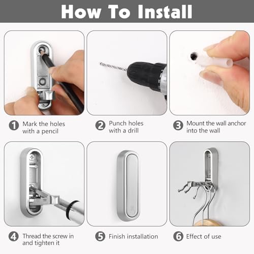 Folding Wall Hooks, 2 Pack, Silver, Zinc Alloy, Heavy Duty Coat Hooks - Image 4