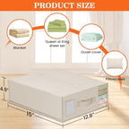 WOWBOX Sheet Organizers and Storage,Closet Bed Sheet Organizer Under Bed Storage and Organization with Label Cards & Clear Window for Bedding Sheets,Duvet Covers,Blankets (3 Pack，Beige) - Image 5