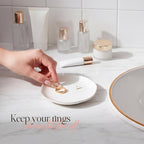 Ceramic Jewelry Tray, White Initial V Personalized Jewelry Dish - Image 5