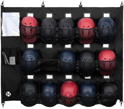 KAVIGOR Baseball/Softball Dugout Organizer - 15+ Helmet & Glove Storage Bag, Military-Grade 900D Fabric & 6 Reinforced Steel Hooks by KAVIGOR