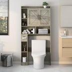 Vabches Over The Toilet Storage Cabinet with 2 Barn Doors, Grey by Vabches