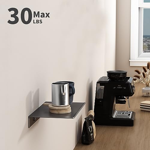 Danpoo 8 inch Gray Small Floating Shelf for Wall Organizer & Storage, Mini Display Shelf, Metal Wall Shelf for Bathroom, Living Room, Kitchen, Bedroom - Image 4