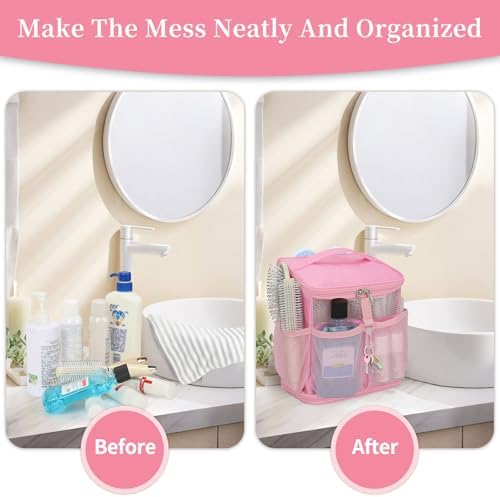 CUBETASTIC Shower Caddy Portable Mesh Shower Tote for Bathroom, Gym, Travel, Camping - Quick Dry Hanging Organizer Toiletry Bag with Handle for College Dorm Room, Men & Women - Image 7