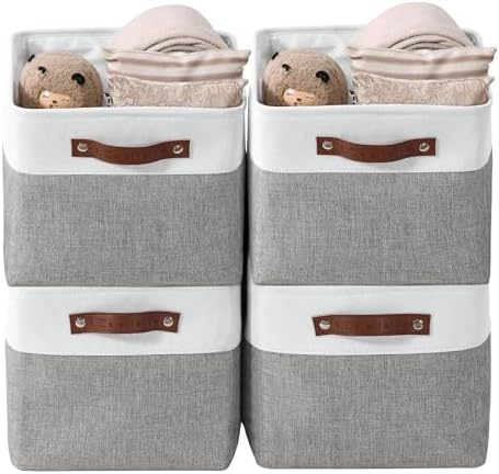 DECOMOMO Storage Bins, Extra Large Fabric Storage Baskets for Shelves 4Pack by DECOMOMO