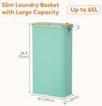 Lifewit 65L Slim Laundry Hamper with Lid and Removable Bag, Sage Green - Image 3