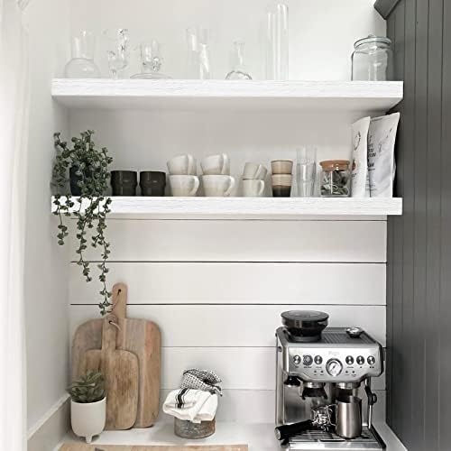QEEIG Floating Shelves for Wall 35.4" Long - Wall Mounted Shelf Bathroom Kitchen Living Room Bedroom Farmhouse Home Decor Display Bookshelf Large 35.4 x 9.3 inch Set of 2, White (008-90W) - Image 5