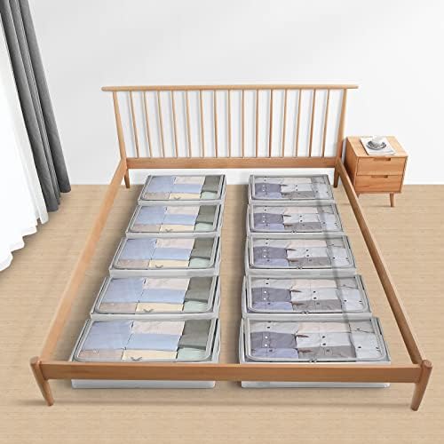 CYhom Under Bed Storage Bins Frame Storage Box Oxford Fabric Sturdy Underbed Container Foldable Stackable Large Capacity Clothes Organizer - Image 7