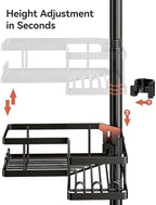 YASONIC Corner Shower Caddy Tension Pole, 25.7-109.1in Adjustable Shower Shelves, Rust-Resistant Shower Organizer, No-Drill 3-Step Installation, Bathroom Shelves for Renters & Family, Black - Image 4
