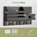 Key Holder Wall Mount, Wooden Key and Mail Organizer, Black - Image 5