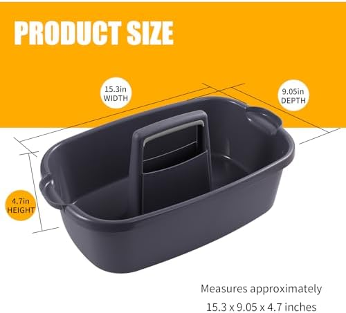 2-Pack Large Gray Cleaning Caddy for Cleaning Supplies with Handle - Portable Plastic Tote Organizer for Shower, Bathroom, Kitchen, Under Sink Storage - Image 2
