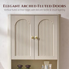 Bathroom Fluted Arched Wall Cabinet Set 2, 23.6''W Medicine Cabinet, Cream - Image 5