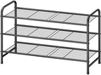 Kitsure Stainless Steel Shoe Rack Organizer, 25.6" Wide - 3 Tier, Black | Sturdy Shoe Rack for Closet and Entryway, Free Standing Shoe Shelf, Closet Organizers and Storage by Kitsure