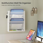 Mail Organizer Wall Mounted, 6-Slot Hanging File Organizer with Key Holder - Image 4