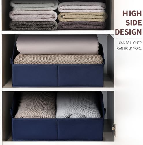 Homsorout Closet Baskets for Shelves Trapezoid - Decorative Storage Baskets with Handle, Closet Bins for Organization, Shelf Storage Bins for Clothes, Books, Home, Office, 4 Pack, Navy Blue - Image 4
