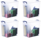 Superio 14.7 Quart Clear Plastic Storage Boxes with Lids, Stackable Organizer Containers, BPA-Free Storage Bins for Home, Office, School & Dorm, 4 Pack by Superio