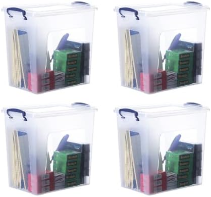 Superio 14.7 Quart Clear Plastic Storage Boxes with Lids, Stackable Organizer Containers, BPA-Free Storage Bins for Home, Office, School & Dorm, 4 Pack by Superio