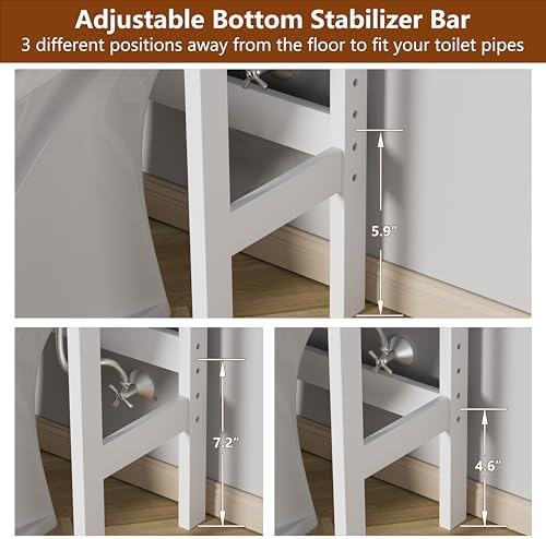 Yardenaler Over-The-Toilet Storage Shelf with Doors, Bathroom Freestanding Space Saver Organizer with Adjustable Shelf, White - Image 5
