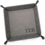 Lifetime Creations Monogrammed Valet Tray (Gray) - Personalized Vegan Leather Catchall, Change Tray, Groomsmen Gift, Desk Dresser Organizer by LifetimeCreations