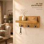 Rebee Vision Key Holder Wall Mount with 3 Hooks for Home Decor, Light Brown - Image 5