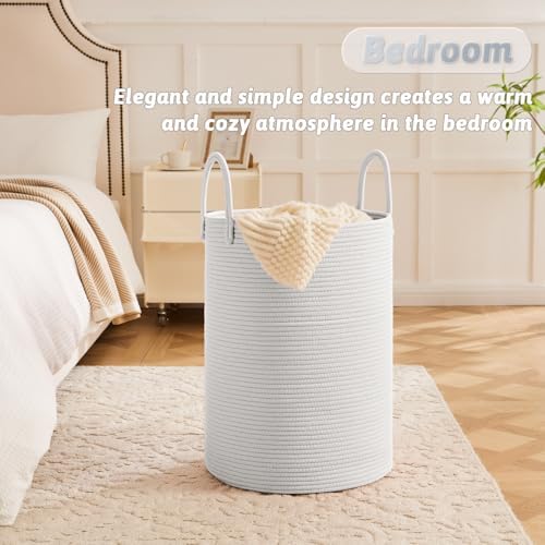 Artfeel Laundry Basket,Woven Cotton Rope Laundry Hamper,40L for Decorative Storage of Dirty Clothes,Toys and Blankets in Bathroom,Baby Room and Living Room - Image 3