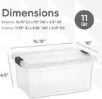 Superio 11 Quart Clear Plastic Storage Boxes with Lids, Stackable Organizer Containers, BPA-Free Storage Bins for Home, Office, School & Dorm, 4 Pack - Image 2