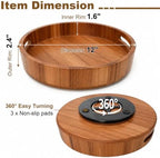 Wooden Lazy Susan – 12 in Acacia Wood Turntable Organizer for Cabinet，Multi-Purpose Home Decor Rotating Tray for Bathroom Accessories, Bedroom Makeup Organizer & Countertop Storage - Image 2