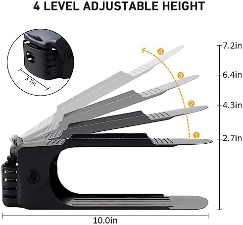 NVGSN Shoe Slot Organizer for Closet 20 Pack,Storage Space Saver 50%, Black | 4 Levels Adjustable Shoe Stackers for Closet Shelf Storage,Thickening Double Layer,shoe Rack Holders ,organizador de zapatos - Image 3