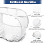 Collapsible Laundry Baskets, Upgrade Pop Up Laundry Hamper with Convenient Bags, Foldable Laundry Basket Mesh Light Weight, Easy to Carry Clothes Hampers for Laundry, Dorm, Toys, Travel White - Image 5