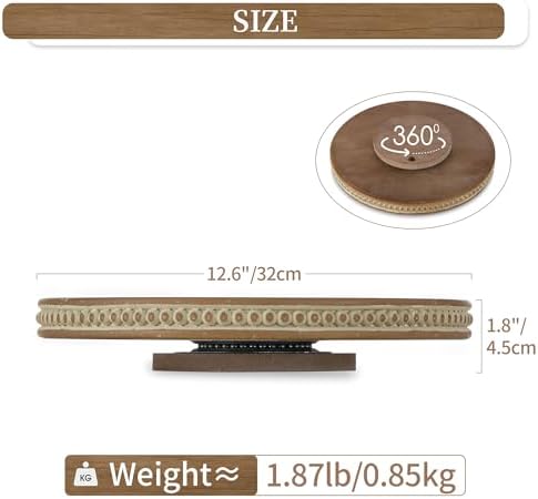 Hanobe Lazy Susan Centerpiece Tray, Round Wooden Turntable Organizer, Brown - Image 4