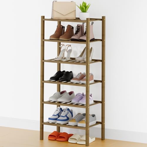 Smiry Bamboo Shoe Rack, 8 Vertical Slats, 6 Tier - 17.3" Wide, Walnut by Smiry