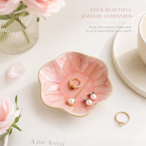 Pink Lotus Leaf Jewelry Dish Tray,Ring Dish Trinket Tray (Pink) - Image 2