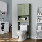 Over the Toilet Storage Cabinet, Bathroom Storage Organizer Over Toilet, Space Saver W/Adjustable Shelf & Open Shelf, Green - Image 3