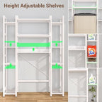 Besiost Over The Toilet Storage, 11 Tier Bathroom Organizer with Dual Side Racks and 2 Fabric Drawers, Adjustable Freestanding Rack Space Saver for Small Spaces, White - Image 6