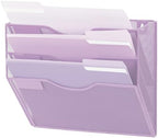 EASEPRES 3 Pocket Mesh Hanging Wall File Organizer, Wall Mounted Mail Paper Document Folder Holder, Clipboard Storage Organization Magazine Rack with Nametag Label for Office Home School, Light Purple by EASEPRES