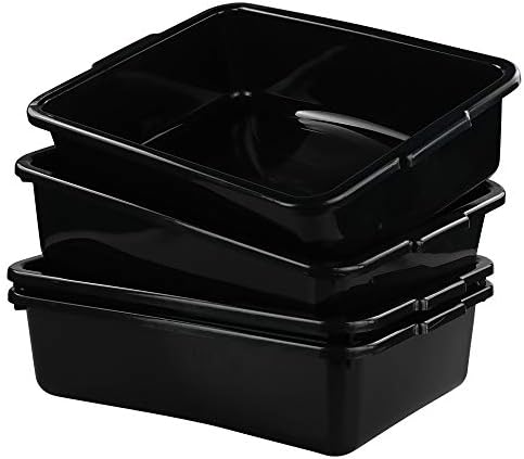 Teyyvn 13 L Plastic Bus Box, Commercial Wash Basin Tote Box, 4-Pack, Black - Image 7