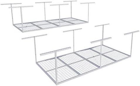 FLEXIMOUNTS 4x8 Overhead Garage Ceiling Storage Rack, 2 Pack, White by FLEXIMOUNTS