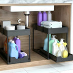 Under Sink Organizer 2 Pack,2 Tier Slide Out Storage for Kitchen Bathroom - Image 2