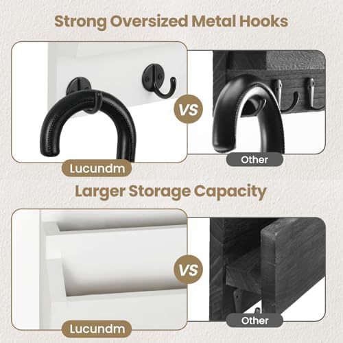 Mail and Key Holder, Wall Key Holder with 2 Mail Organizer Slot and 3 Hooks - Image 4