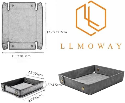 PU Leather Organization Trays for Home Nightstand Office Desk Storage, Lightweight Foldable Catchall Tray for Men Father - Image 2