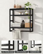 Galood Over The Toilet Storage Bathroom Shelves Wall Mounted 3 Tier Black-L - Image 4