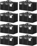 8 Pack Extra Large Clothes Storage Bins with Lids, Moving Bags,Black | Storage Bags with Reinforced Handles & Heavy-Duty Zippers, Moving Boxes Totes for Clothes Packing, Dorms, College Supplies by ukeetap