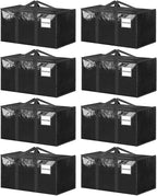 8 Pack Extra Large Clothes Storage Bins with Lids, Moving Bags,Black | Storage Bags with Reinforced Handles & Heavy-Duty Zippers, Moving Boxes Totes for Clothes Packing, Dorms, College Supplies by ukeetap