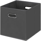 Black Foldable Storage Cubes Bins , Fabric Storage Box Cubes Organizer Baskets with Dual Handles for Home Organizer(Grey) by HEAYEEG
