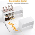 2 Pack Expandable Shoe Rack Organizer for Closet, White Shoe Storage Shelf - Image 4