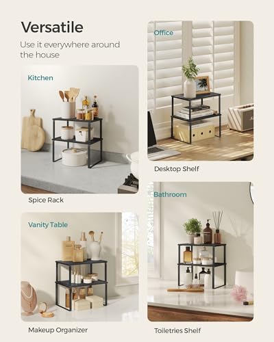 SONGMICS Cabinet Organizer Shelf, Set of 4 Spice Rack, Kitchen Storage - Image 6