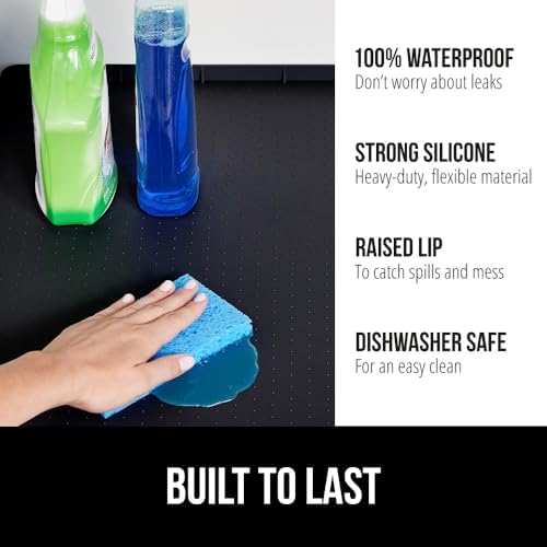 GORILLA GRIP Waterproof Silicone Under Sink Mat, Stay in Place, 19x34 Black - Image 2