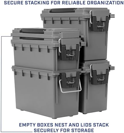 Sheffield Ammo Box Made in USA, Stackable Lockable Ammo Storage Box, Gray - Image 6