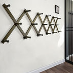 WEBI Accordion Wall Hanger,Expandable Wooden Hat Rack for Wall Mounted Coat Rack,Accordion Hat Hooks Holder for Baseball Caps,17 Peg Hooks,Black on White - Image 3